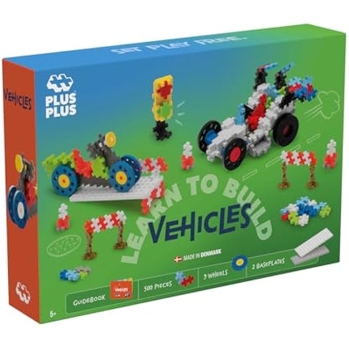 PLUS PLUS BUILDING BLOCKS - BUILD TO LEARN VEHICLES | 3D PUZZLE CHILDREN | CONSTRUCTION TOY FROM 5 | PUZZLE FROM 5 OR MORE | EDUCATIONAL GAMES FROM 5 YEARS | 500 PIECES - Image 1